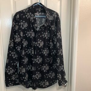 John Varvatos XXL..  black and grey floral shirt.. excellent used condition